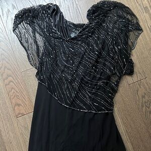 Black Beaded Chiffon Dress – Size 14